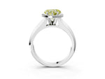 Fancy Yellow Heart Cut Diamond Halo Ring in Silver with Cathedral Band and Prong Setting_15