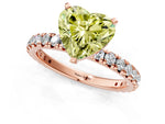 Fancy Yellow Heart Cut Diamond Pavé Solitaire Ring in Rose gold with Round Pavé Band and Prong Setting_1