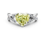 Fancy Yellow Heart Cut Diamond Solitaire Ring in Silver with Interwoven Pavé Band and Prong Setting_6