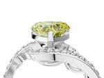 Fancy Yellow Heart Cut Diamond Solitaire Ring in Silver with Pavé Twist Band and Prong Setting_10