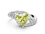 Fancy Yellow Heart Cut Diamond Solitaire Ring in Silver with Pavé Twist Band and Prong Setting_6