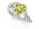 Fancy Yellow Heart Cut Diamond Solitaire Ring in Silver with Pavé Twist Band and Prong Setting_7