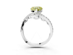 Fancy Yellow Heart Cut Diamond Solitaire Ring in Silver with Pavé Twist Band and Prong Setting_9
