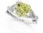 Fancy Yellow Heart Cut Diamond Solitaire Ring in White gold with Interwoven Pavé Band and Prong Setting_1
