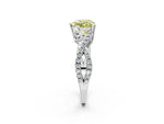 Fancy Yellow Heart Cut Diamond Solitaire Ring in White gold with Interwoven Pavé Band and Prong Setting_2