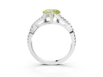 Fancy Yellow Heart Cut Diamond Solitaire Ring in White gold with Interwoven Pavé Band and Prong Setting_3