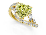 Fancy Yellow Heart Cut Diamond Solitaire Ring in Yellow gold with Pavé Twist Band and Prong Setting_1