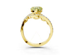Fancy Yellow Heart Cut Diamond Solitaire Ring in Yellow gold with Pavé Twist Band and Prong Setting_3