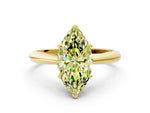 Fancy Yellow Marquise Cut Diamond Cathedral Solitaire Engagement Ring in Yellow gold with Prong Setting