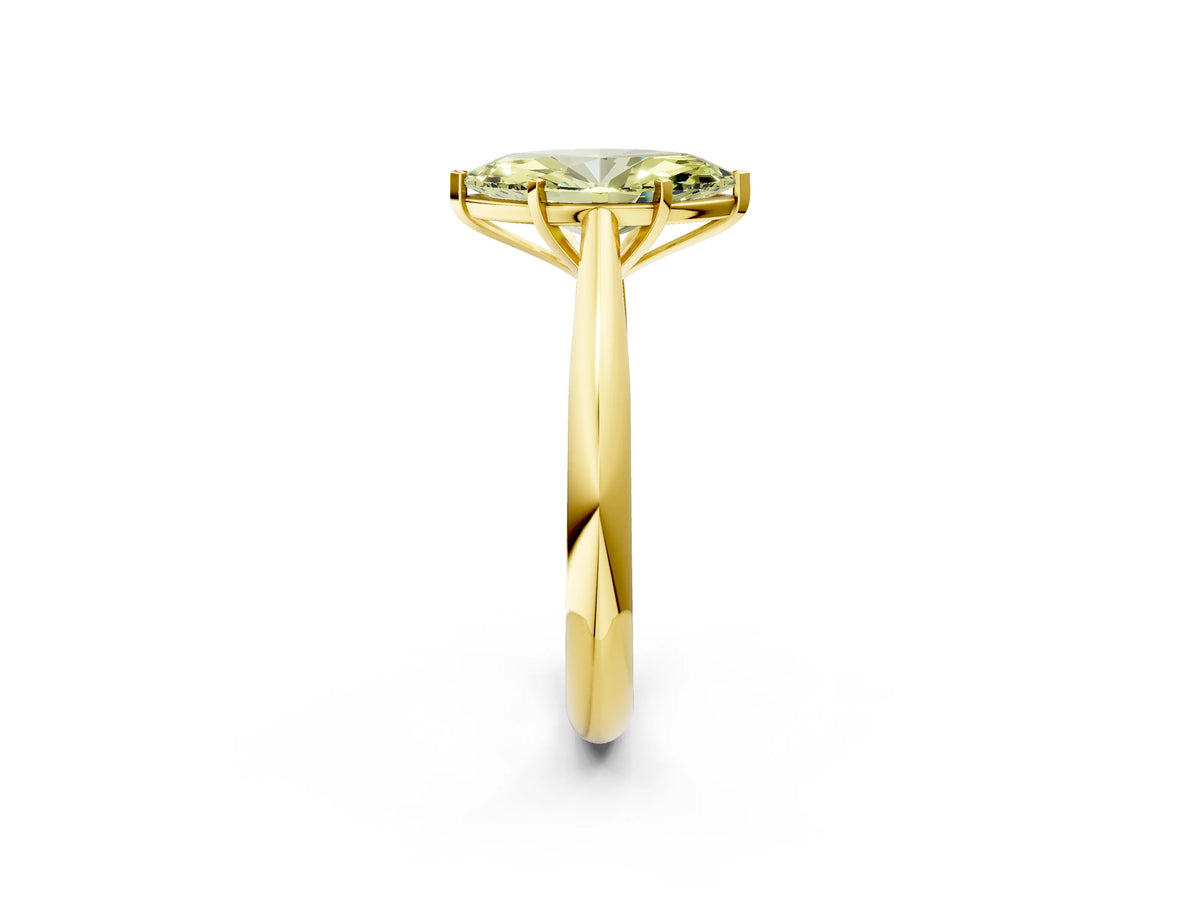 Fancy Yellow Marquise Cut Diamond Cathedral Solitaire Engagement Ring in Yellow gold with Prong Setting_2