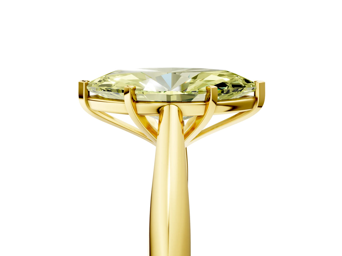 Fancy Yellow Marquise Cut Diamond Cathedral Solitaire Engagement Ring in Yellow gold with Prong Setting_5