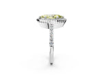 Fancy Yellow Marquise Cut Diamond Halo Engagement Ring in White gold with Milgrain Detail and Pavé Band_2