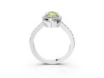 Fancy Yellow Marquise Cut Diamond Halo Engagement Ring in White gold with Milgrain Detail and Pavé Band_3