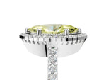 Fancy Yellow Marquise Cut Diamond Halo Engagement Ring in White gold with Milgrain Detail and Pavé Band_5