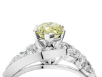 Fancy Yellow Marquise Cut Diamond Halo Ring in White gold with Marquise and Pavé Band in Prong Setting_4