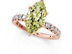 Fancy Yellow Marquise Cut Diamond Pavé Solitaire Ring in Rose gold with Round Pavé Band and Prong Setting_1