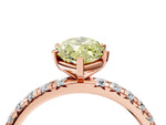Fancy Yellow Marquise Cut Diamond Pavé Solitaire Ring in Rose gold with Round Pavé Band and Prong Setting_4
