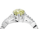 Fancy Yellow Marquise Cut Diamond Solitaire Ring in Platinum with Interwoven Pavé Band and Prong Setting_10