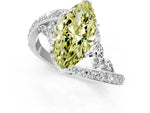 Fancy Yellow Marquise Cut Diamond Solitaire Ring in Platinum with Pavé Twist Band and Prong Setting_13