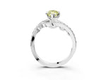 Fancy Yellow Marquise Cut Diamond Solitaire Ring in Platinum with Pavé Twist Band and Prong Setting_15
