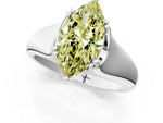 Fancy Yellow Marquise Cut Diamond Solitaire Ring in Platinum with Smooth Wide Band and Prong Setting_13