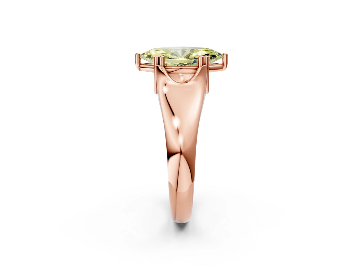 Fancy Yellow Marquise Cut Diamond Solitaire Ring in Rose gold with Smooth Wide Band and Prong Setting_2