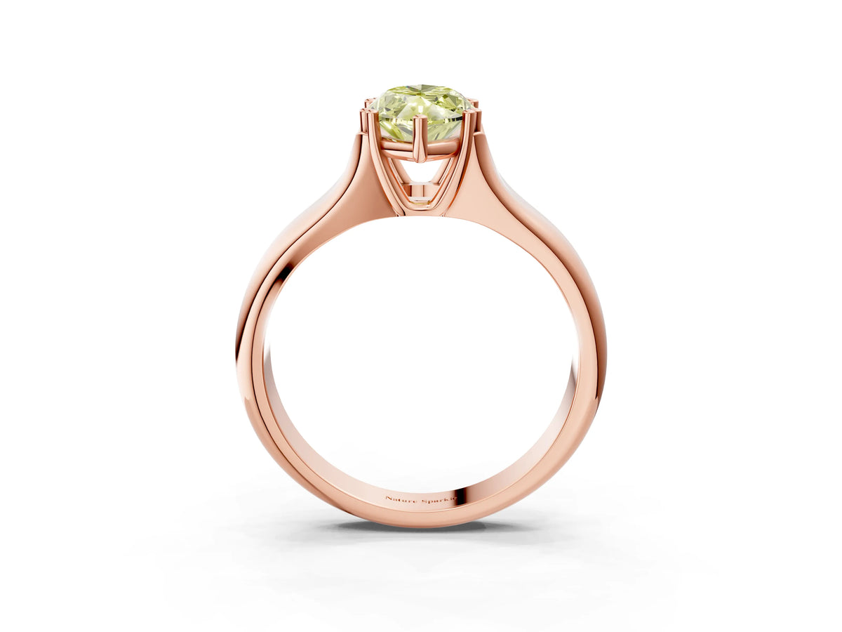 Fancy Yellow Marquise Cut Diamond Solitaire Ring in Rose gold with Smooth Wide Band and Prong Setting_3