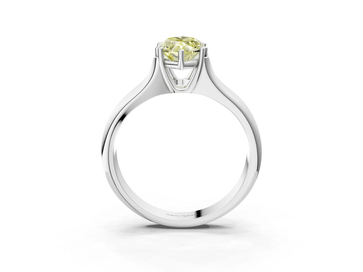 Fancy Yellow Marquise Cut Diamond Solitaire Ring in Silver with Smooth Wide Band and Prong Setting_15