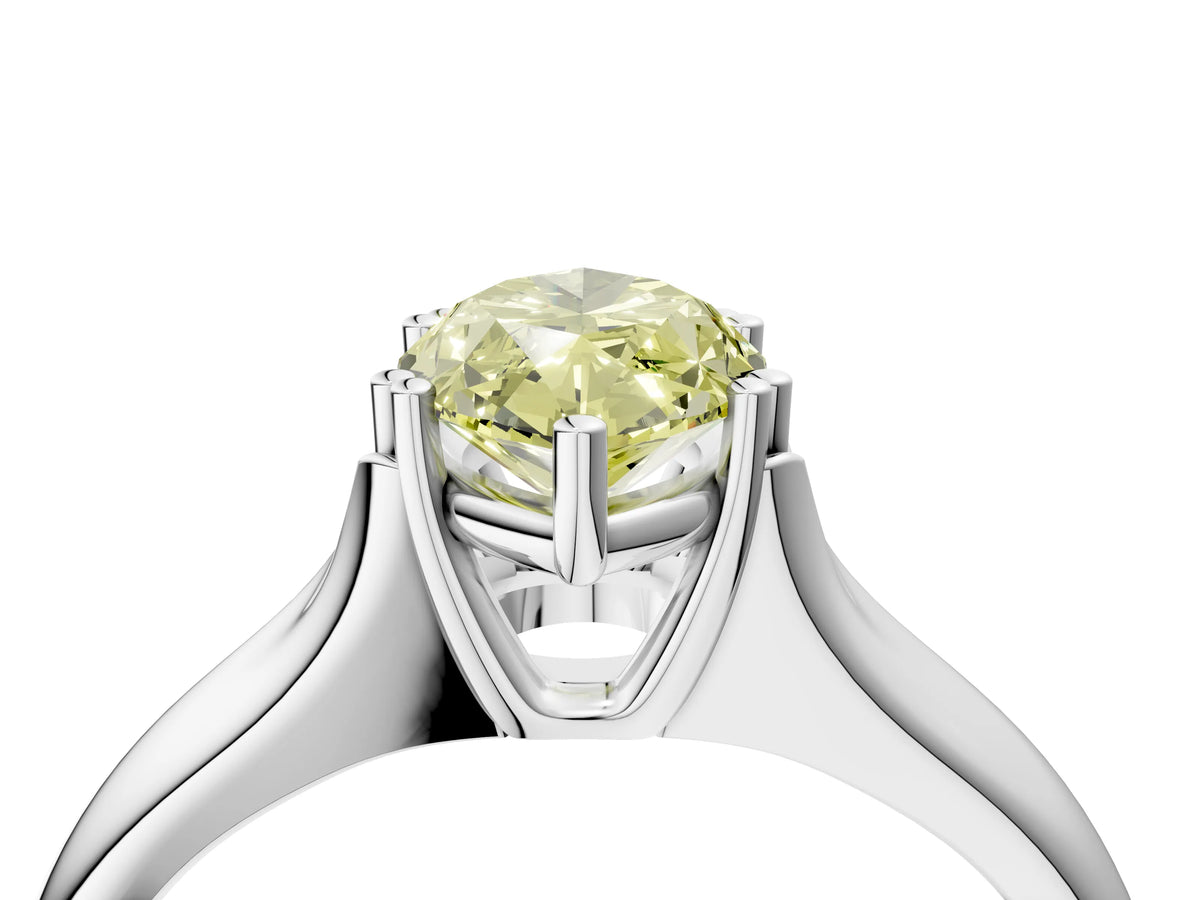 Fancy Yellow Marquise Cut Diamond Solitaire Ring in Silver with Smooth Wide Band and Prong Setting_16