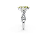 Fancy Yellow Marquise Cut Diamond Solitaire Ring in White gold with Interwoven Pavé Band and Prong Setting_2