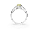 Fancy Yellow Marquise Cut Diamond Solitaire Ring in White gold with Interwoven Pavé Band and Prong Setting_3