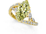 Fancy Yellow Marquise Cut Diamond Solitaire Ring in Yellow gold with Pavé Twist Band and Prong Setting_1