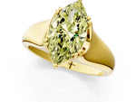 Fancy Yellow Marquise Cut Diamond Solitaire Ring in Yellow gold with Smooth Wide Band and Prong Setting_1