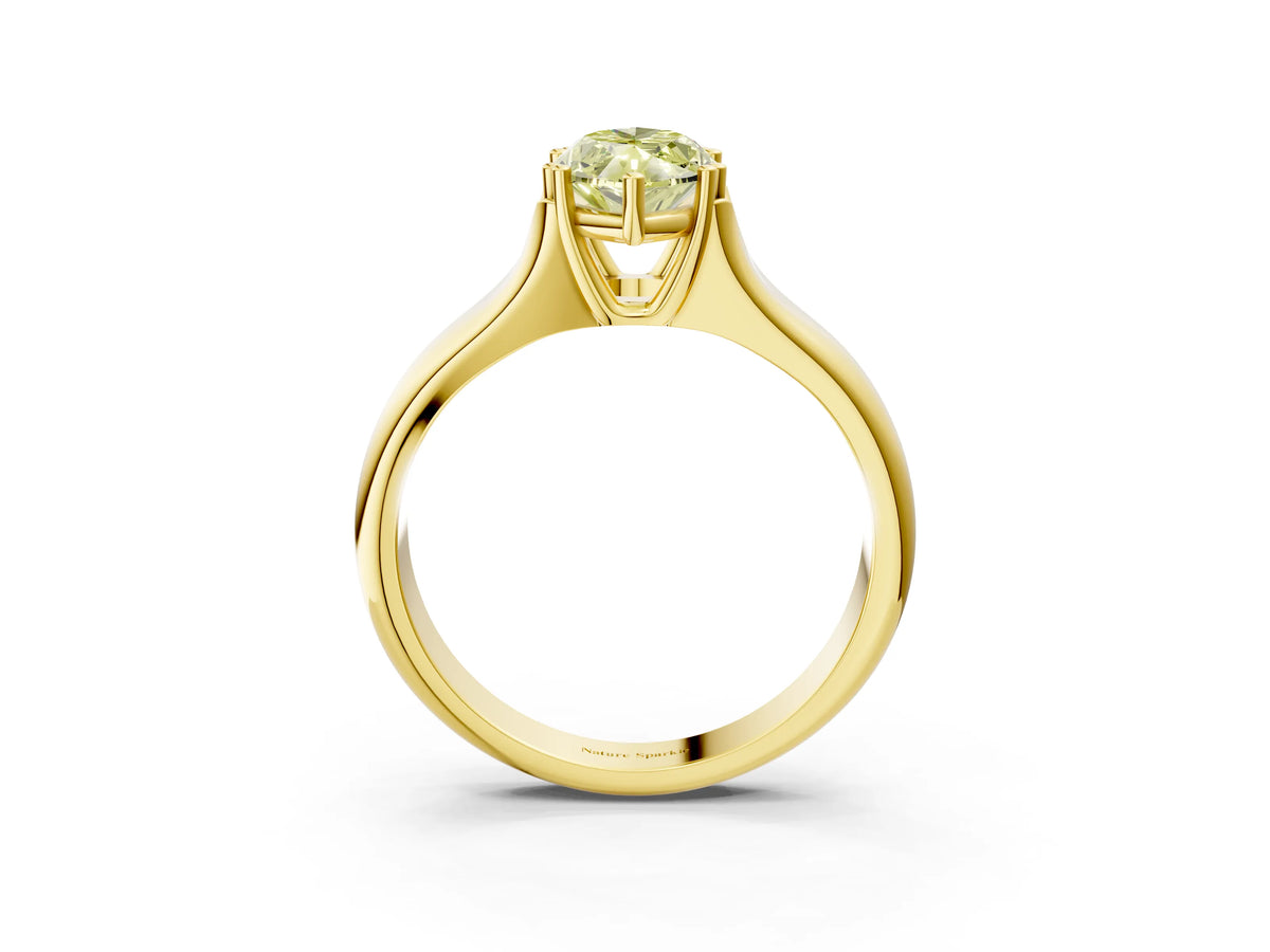 Fancy Yellow Marquise Cut Diamond Solitaire Ring in Yellow gold with Smooth Wide Band and Prong Setting_3