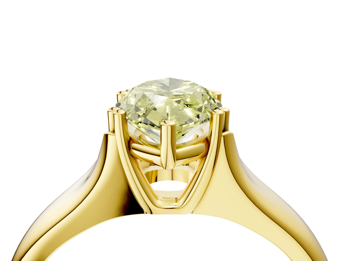 Fancy Yellow Marquise Cut Diamond Solitaire Ring in Yellow gold with Smooth Wide Band and Prong Setting_4