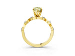 Fancy Yellow Marquise Cut Diamond Solitaire Ring in Yellow gold with Twisted Ribbon Band and Round Accents_3