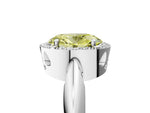 Fancy Yellow Oval Cut Diamond Halo Engagement Ring in Platinum with Plain Split Shank and Prong Setting_17