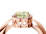 Fancy Yellow Oval Cut Diamond Halo Engagement Ring in Rose gold with Plain Split Shank and Prong Setting_4