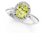 Fancy Yellow Oval Cut Diamond Halo Engagement Ring in White gold with Plain Split Shank and Prong Setting_1