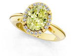 Fancy Yellow Oval Cut Diamond Halo Engagement Ring in Yellow gold with Plain Split Shank and Prong Setting_1
