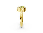 Fancy Yellow Oval Cut Diamond Halo Engagement Ring in Yellow gold with Plain Split Shank and Prong Setting_2