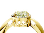 Fancy Yellow Oval Cut Diamond Halo Engagement Ring in Yellow gold with Plain Split Shank and Prong Setting_4