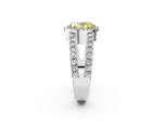 Fancy Yellow Oval Cut Diamond Halo Ring in Silver with Split Shank Band and Prong Setting_14