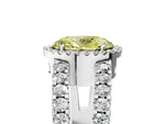 Fancy Yellow Oval Cut Diamond Halo Ring in Silver with Split Shank Band and Prong Setting_17