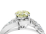 Fancy Yellow Oval Cut Diamond Halo Ring in White gold with Marquise and Pavé Band in Prong Setting_4