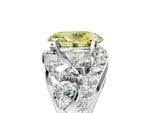 Fancy Yellow Oval Cut Diamond Halo Ring in White gold with Marquise and Pavé Band in Prong Setting_5