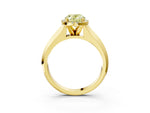 Fancy Yellow Oval Cut Diamond Halo Ring in Yellow gold with Cathedral Band and Prong Setting_3