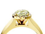 Fancy Yellow Oval Cut Diamond Halo Ring in Yellow gold with Cathedral Band and Prong Setting_4