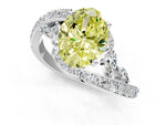 Fancy Yellow Oval Cut Diamond Solitaire Ring in Platinum with Pavé Twist Band and Prong Setting_13
