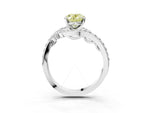 Fancy Yellow Oval Cut Diamond Solitaire Ring in Platinum with Pavé Twist Band and Prong Setting_15